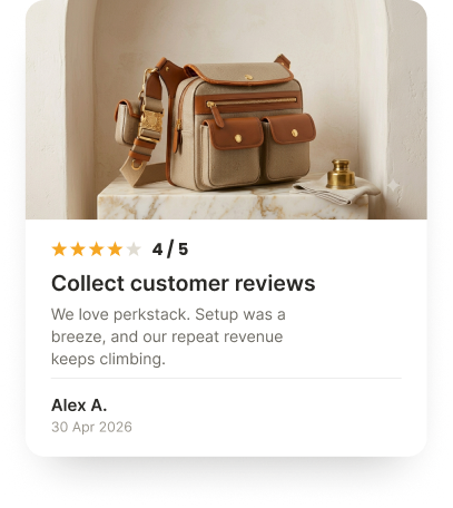 Customer review card with product photo and star rating